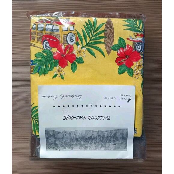 Contessa Balloon Valance Woodie Car Yellow Tropical Floral Curtain Tiki 72"x 15" - Picture 9 of 9